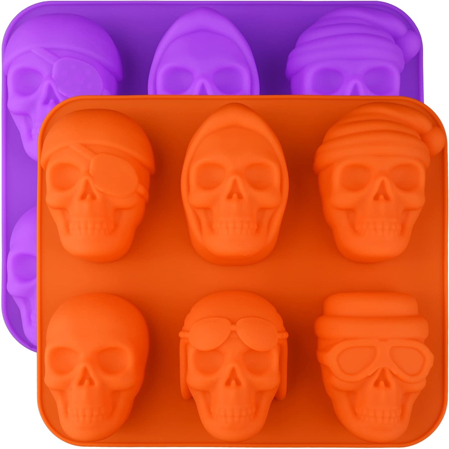 HUAKENER Gummy Skull Candy Molds, 2 Pack Chocolate Molds with 2 Dropper, Silicone Molds for Chocolate, Candy, Jelly, Dog Treats, Ice Cube, Resin Casting