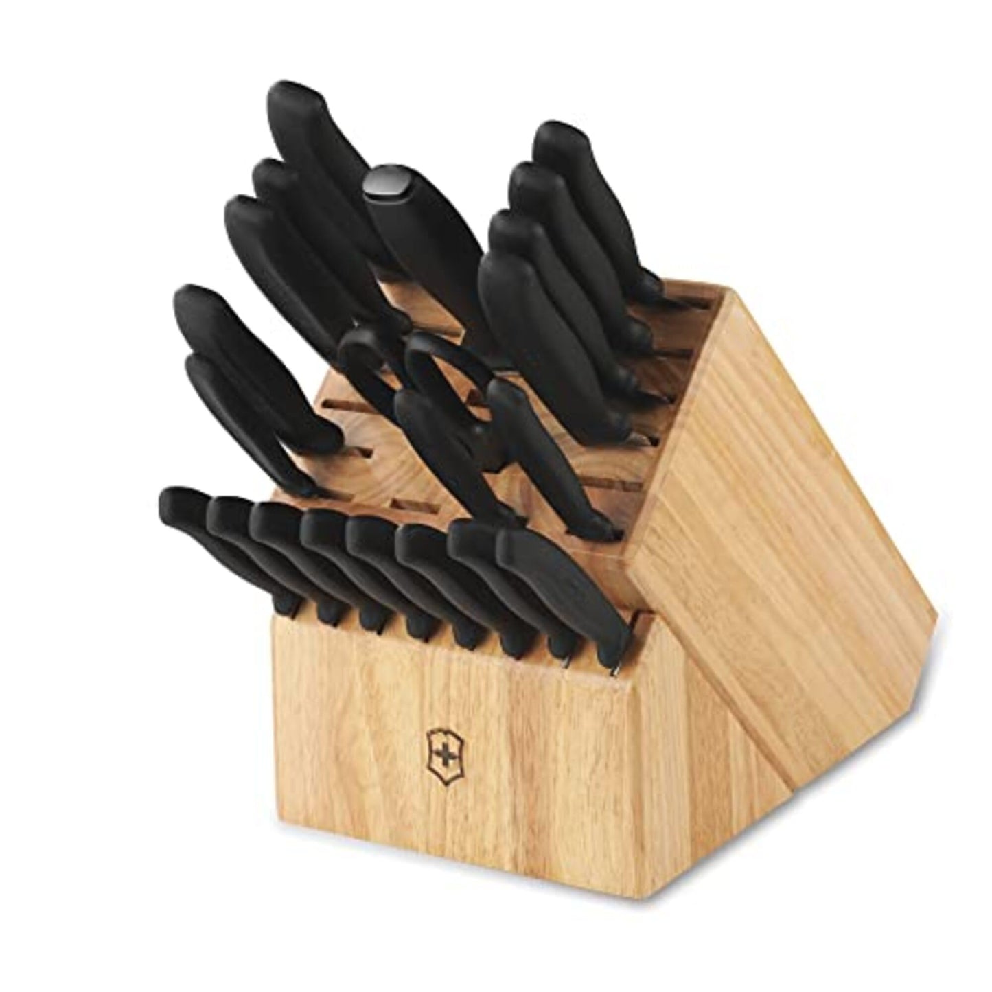 Victorinox Swiss Classic Knife Block - Kitchen Knife Set with Block for Home Essentials - Includes Chef's Knife, Santoku Knife & More - Black Handles, 15-Piece Set