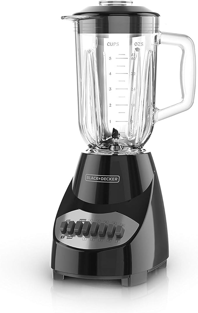 BLACK+DECKER Crush Master Blender, 10-Speeds with Stainless Steel Blades, Black, BL2010BP