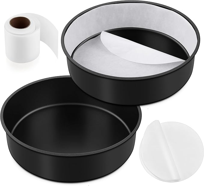 E-far 9.5 Inch Cake Pan, 2PCS Nonstick Small Cake Pans with Parchment Paper