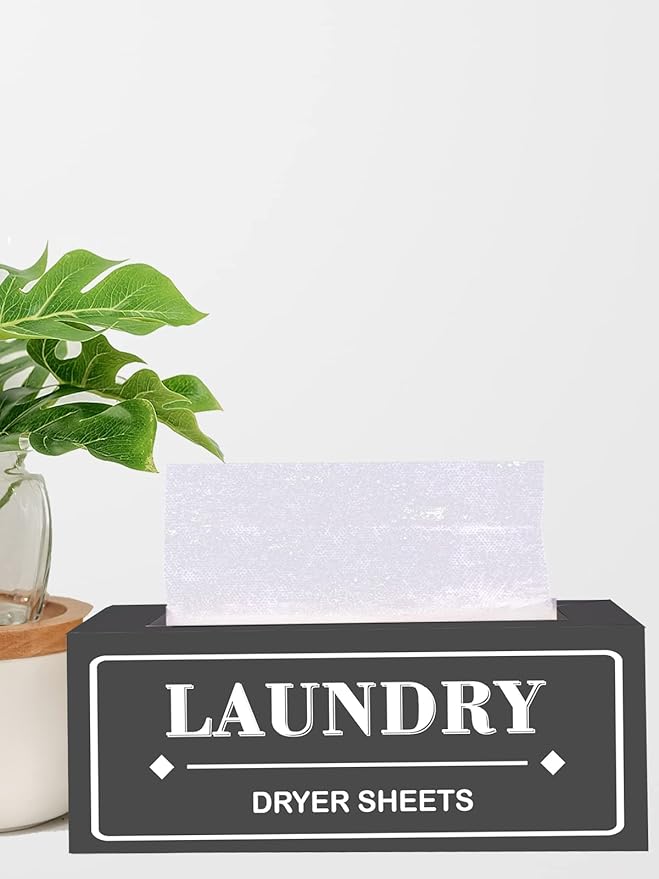 Dryer Sheet Holder Dispenser Container, Space Saving Laundry Room Organization and Storage, Farmhouse Laundry Dryer Sheets Holder for Laundry Room Decor, Fabric Softener Dispenser Containers, Black