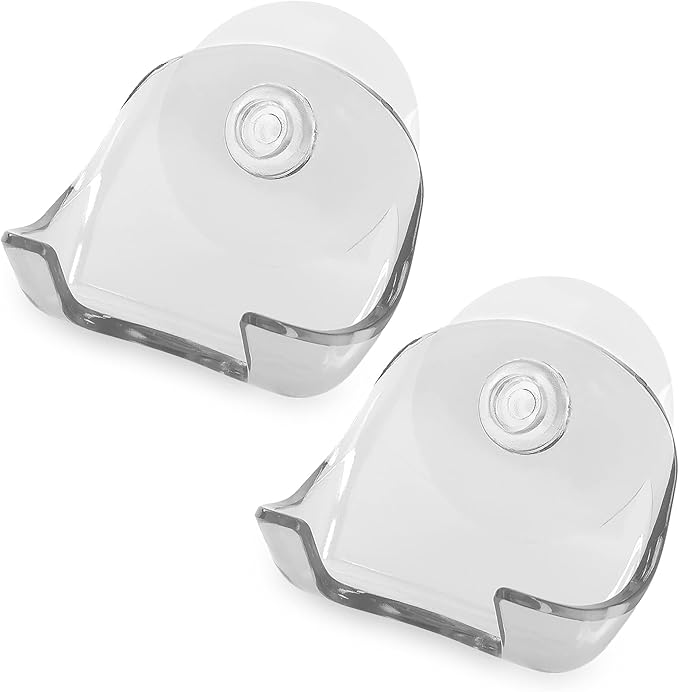 kwmobile 2x Razor Holder with Suction Cup - Self-Adhesive Shaver Wall Mount - Bathroom Organizer for Glass and Tiles - Transparent