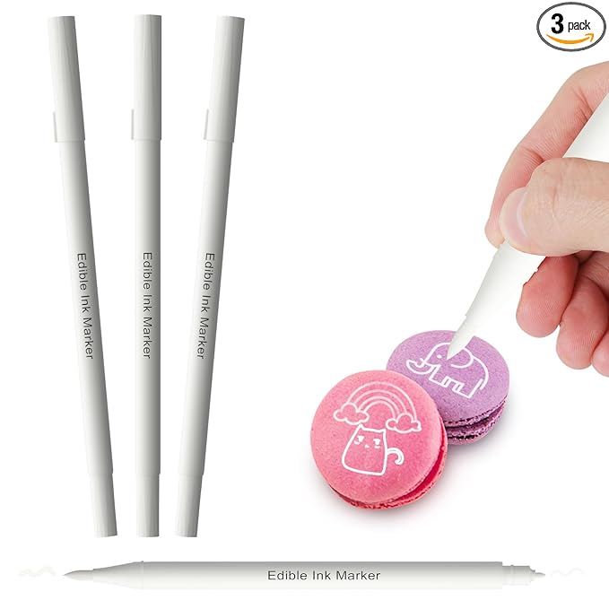 Jewem Edible Markers,Cookie Icing Food Coloring Pens,Double Tip,3 Pack