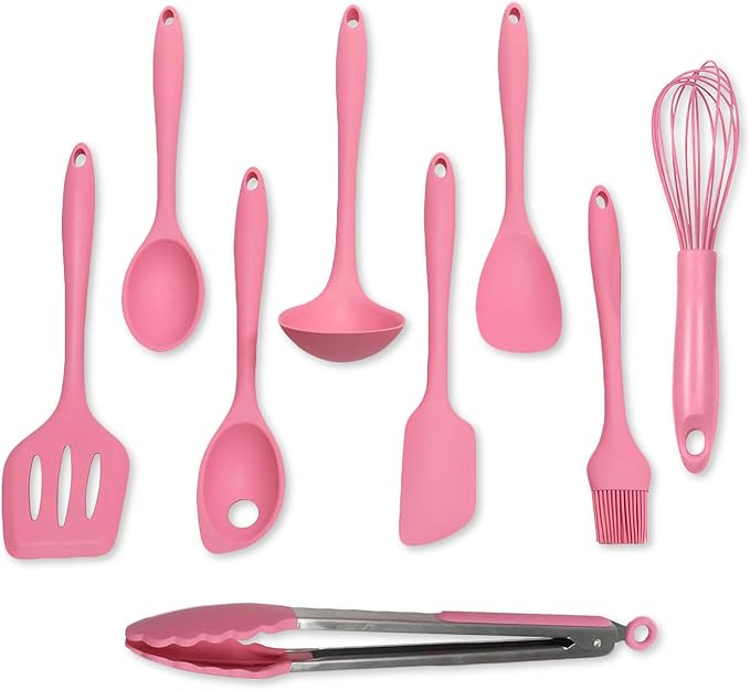 Chef Craft Premium Silicone Kitchen Tool and Utensil Set, 9 Piece, Red