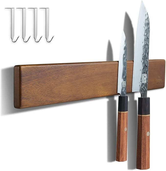 Magnetic Knife Holder for Wall, 10 Inch Acacia Wood Knife Strip, No Drill