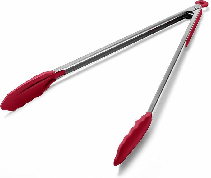 Doosu Kitchen Tongs with Silicone Tips for Cooking Serving (16in, Aqua Sky)