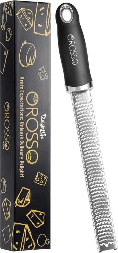 OROSSO Grater, Lemon Zester Cheese Grater, Cheese Shavings, Parme Cheese, Ginger, Garlic, Zester Grater (black)