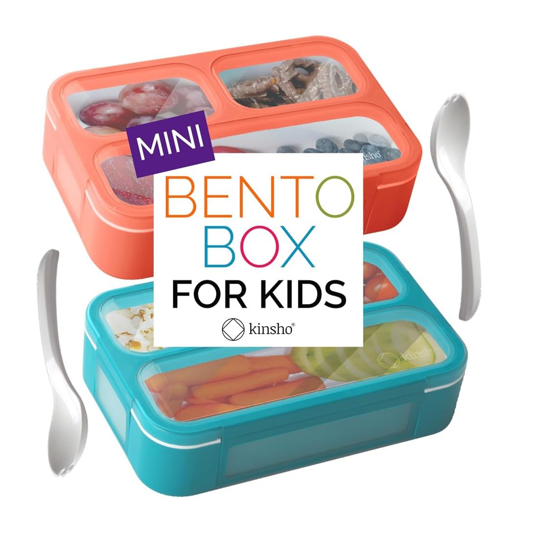 kinsho Small Snack Box Containers for Kids Toddlers, Set of 2 (Navy+Blue)