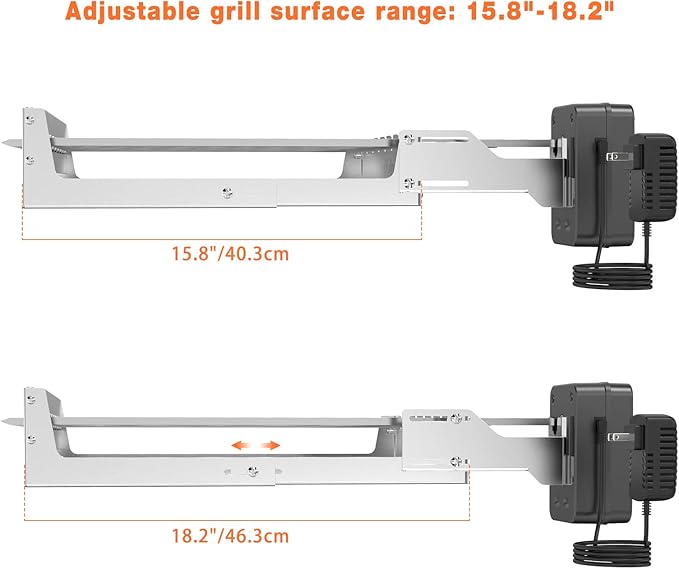 onlyfire Stainless Steel Electric Skewer Turner Rotated Shish Kabob Set