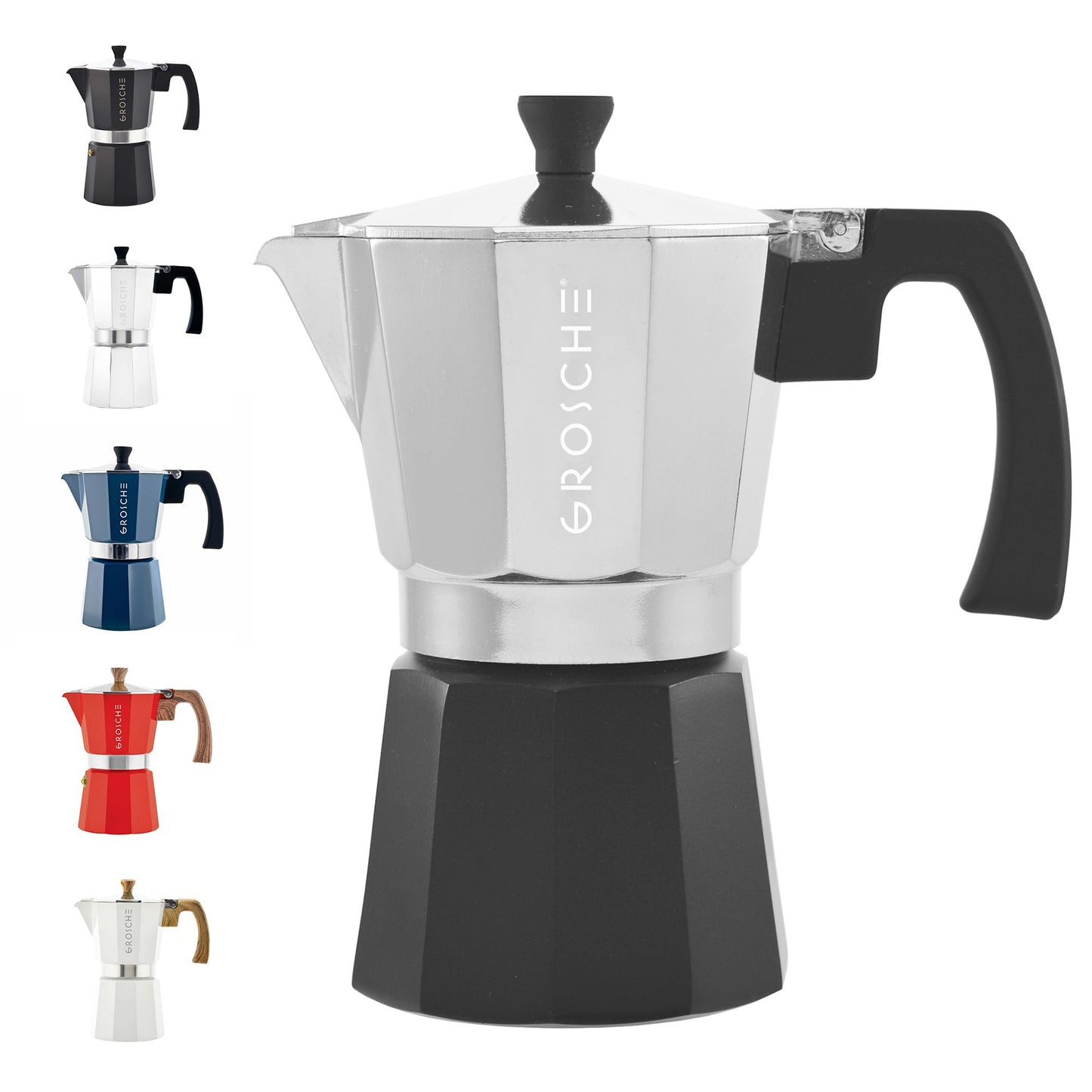 GROSCHE Milano Stovetop Espresso Maker Moka Pot 6 espresso Cup, 9.3 oz Blue