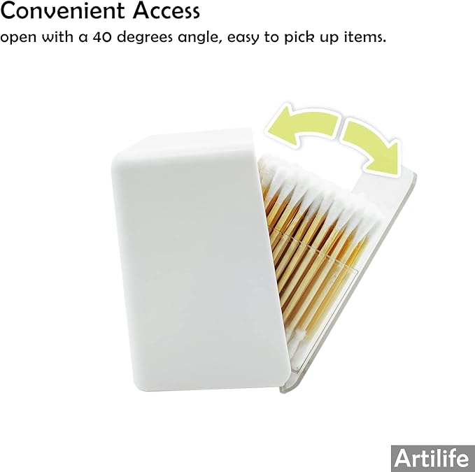 Artilife Bathroom Qtip Holder Canisters, Vanity Countertop Storage Organizer for Cotton Swabs, Rounds, Balls, 2 Pack