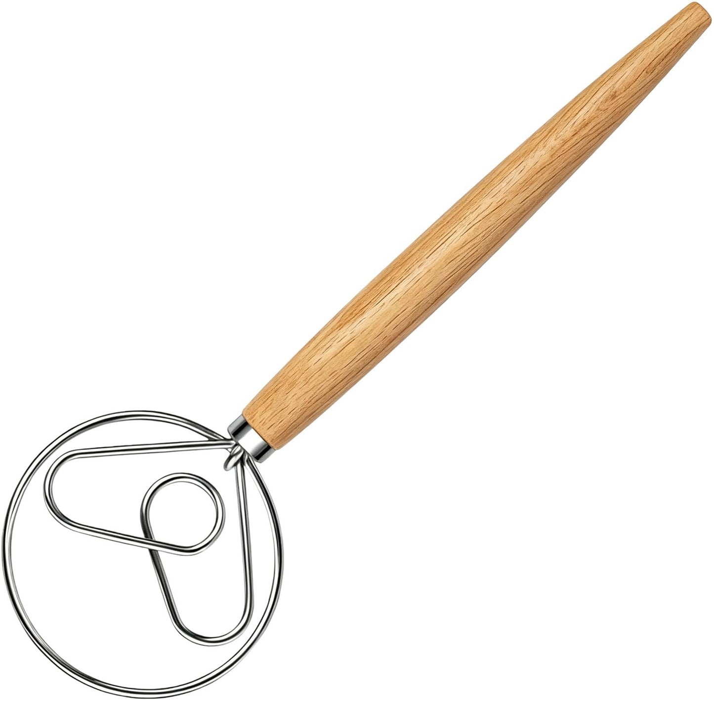 Maxjoy Danish Dough Whisk, Stainless Steel Wood Handle for Sourdough Bread
