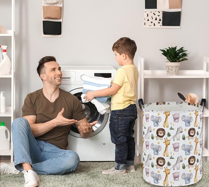 Kids Laundry Basket Animal Hamper for Nursery Boy and Girl Cute Kids Toys Storage Bin Organizer Room Decor for Home(Zoo)