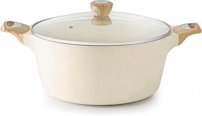 SENSARTE Nonstick Stock Pot with Lid, 2.6/4.5/6.6/8.5/11 QT Soup Pot Casserole Pot, Healthy Pasta Pot, Large Deep Cooking Pot, Big Sauce Pot Stew Pot, Induction Compatible, PFOA PFOS APEO Free, Black