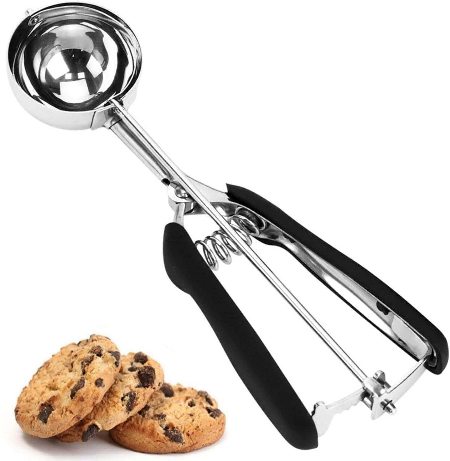 Cookie Scoop, Ice Cream Scoop, 1Tbsp/15 ml/0.5oz Cookie Scoops for Baking, 18/8 Stainless Steel Cookie Scooper for Baking, Cookie Dough Scoop with Non-slip Grip (Red)