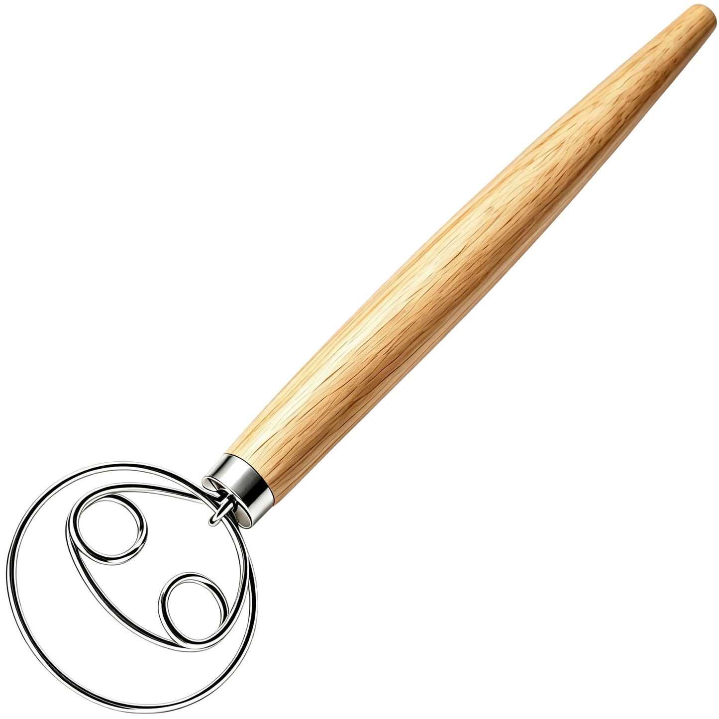 Maxjoy Danish Dough Whisk, Stainless Steel Wood Handle for Sourdough Bread