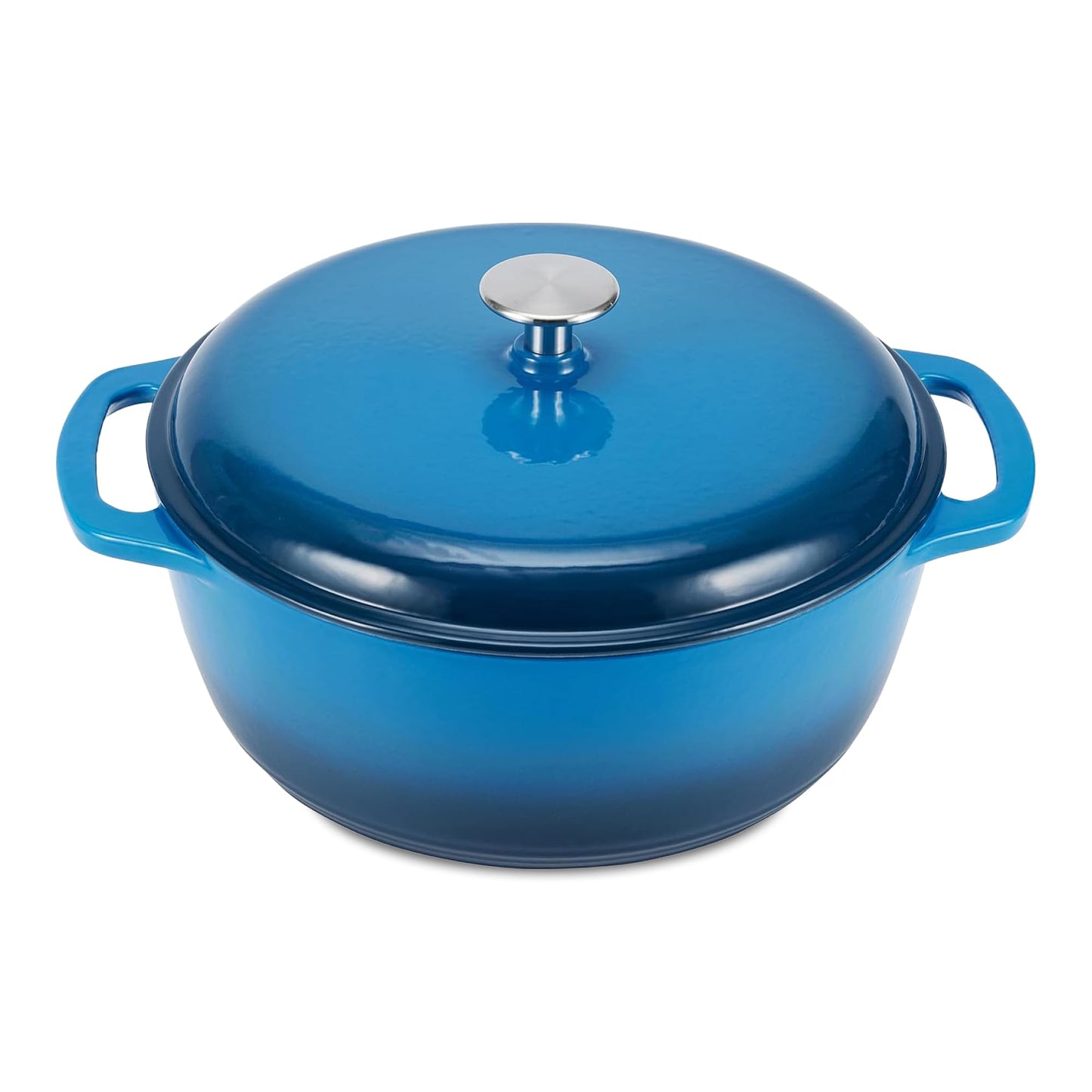 Enameled Cast Iron Dutch Oven Pot with Lid, Round, Dual Handles, Heavy-Duty, Oven Safe for Stews, Roasting, Baking, 6-Quart, Red