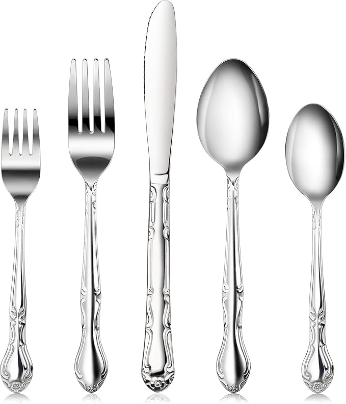 New Star Foodservice Rose Pattern Stainless Steel Oyster Fork, 5.8-Inch, Set of 12, Commercial Grade