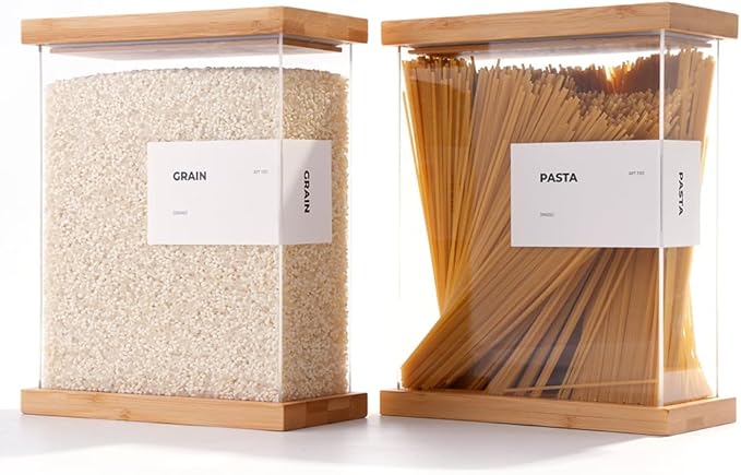 APT 1101 Bamboo Food Dispenser | Kitchen Organizers and Storage | Airtight Pantry Organizers and Storage Container | Cereal, Rice, Flour, Snack Storage