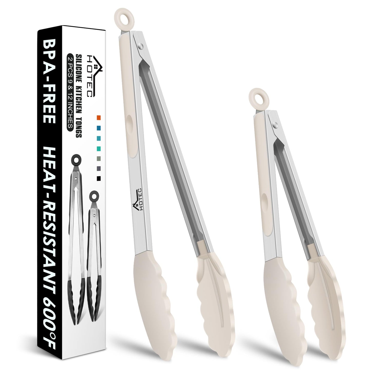 HOTEC Premium Stainless Steel Locking Kitchen Tongs with Silicon Tips, Set of 3-7", 9" and 12" (Purple)