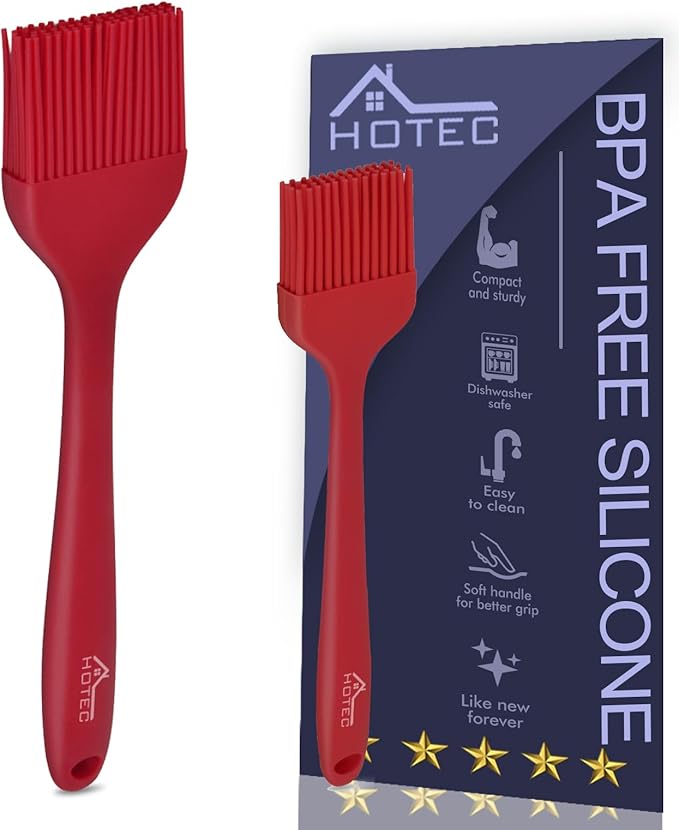 HOTEC Basting Brushes Silicone Heat Resistant Pastry Brushes Spread Oil Butter Sauce Marinades for BBQ Grill Barbecue Baking Kitchen Cooking BPA Free Dishwasher Safe (Grey 2)
