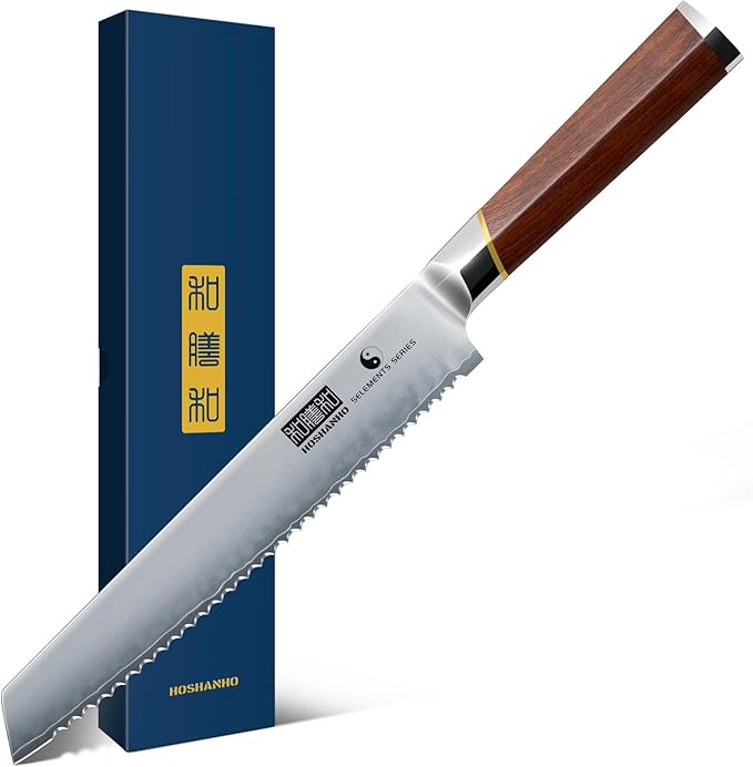 HOSHANHO 10" Bread Knife, Japanese Serrated Knife for Homemade, Sourdough