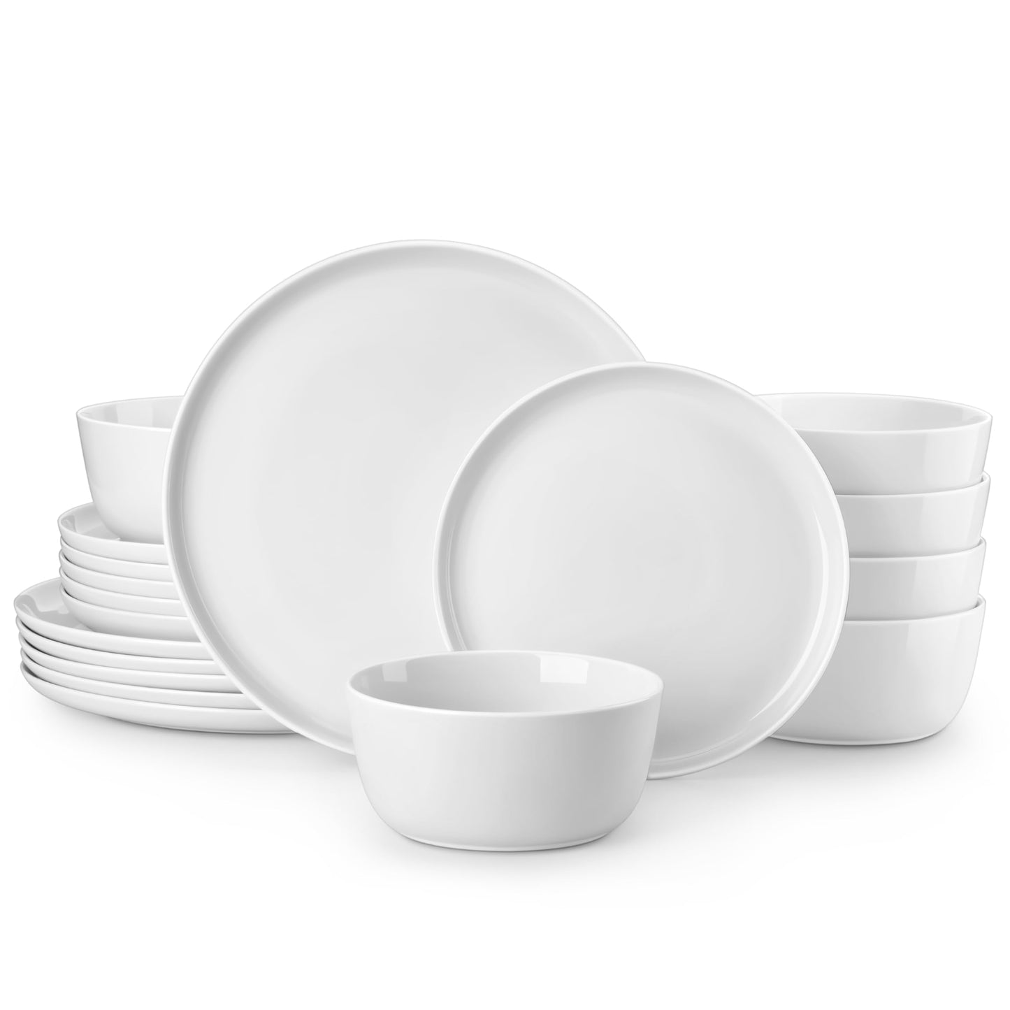 MALACASA 24-Piece Dinnerware Set for 8, White Black-Rim Porcelain Dishes