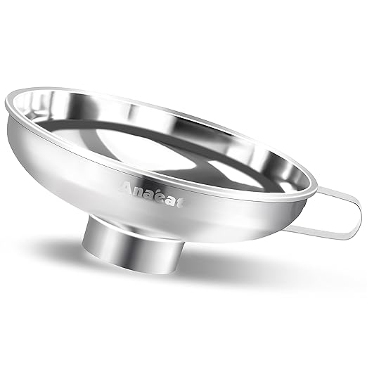 Anaeat Stainless Steel Canning Funnel with Handle for Wide and Regular Jars & Canning Jars, Wide-Mouth Funnels Excellent for Transferring Liquid and Dry Ingredients, Large Solids, Oil, Beans & Jams