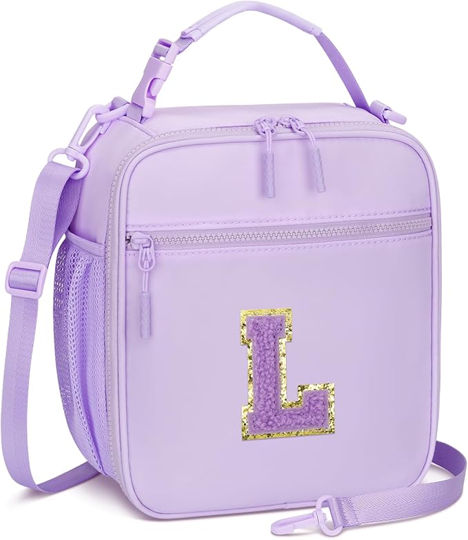 CLOUDWINGS Lunch Box Kids Large Initial Insulated Lunch Bag for Girls