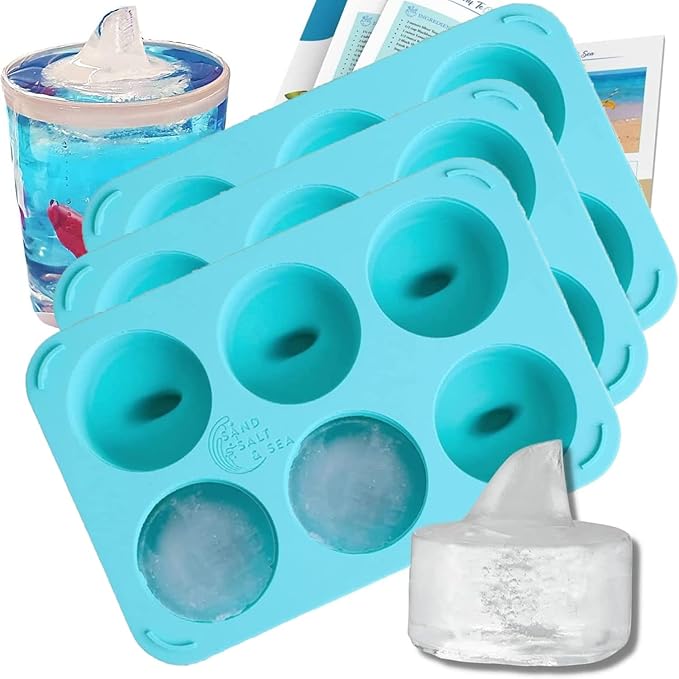 Silicone Shark Fin Ice Cube Tray, 100% Food Grade, BPA-Free Sharkweek Shark Gifts, Dishwasher Safe Silicone, Shark Party or Birthday Gift, Upright-Floating Fin Ice Mold