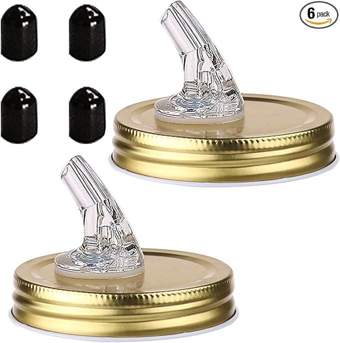 Mason Jar Pour Spouts. free flow Mason Jar Pour Spouts, mason jar for spout regular mouth size 70mm dispenser germination cover. Leak-Proof 22-Pack + 44 Black Lid Caps (22 Pack silver color)
