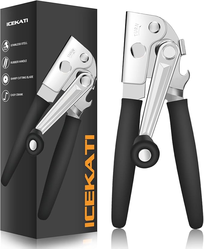 ICEKATl Commercial Can Opener Heavy Duty, Folding Hand Crank for Big Cans