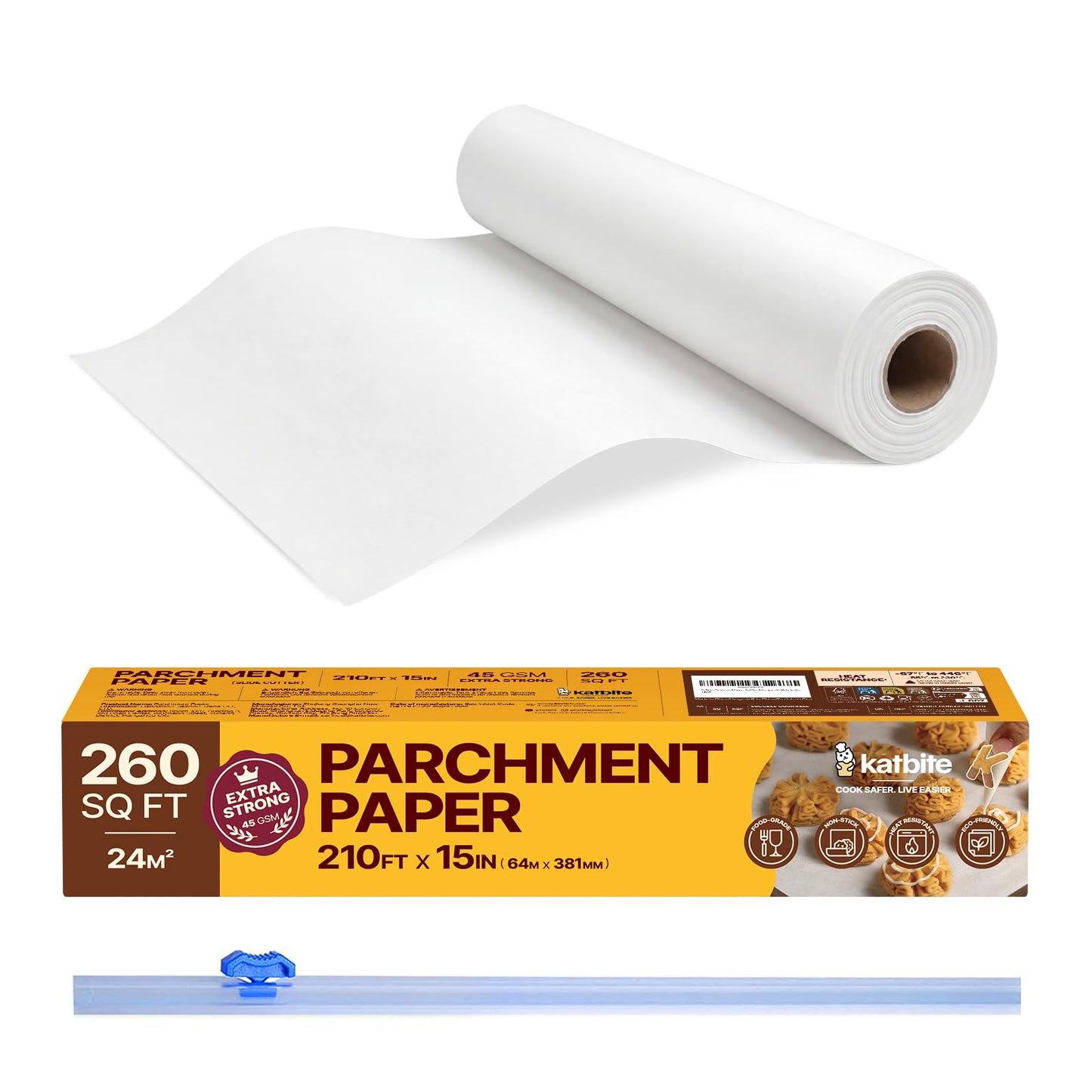 Katbite Heavy Duty Parchment Paper Roll, 15 in x 115 ft, 145 Sq Ft, White
