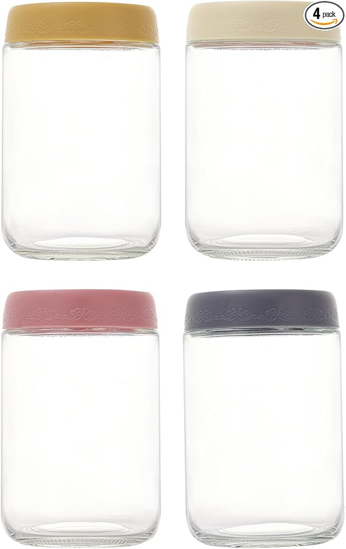 18 OZ 4Pack, Overnight Oats Jars with Lids, Glass Meal Prep Containers, Airtight Mason Jars for Breakfast, Yogurt Parfait, Salad & Smoothies, Leakproof and Reusable Food Storage Jars(4-2)