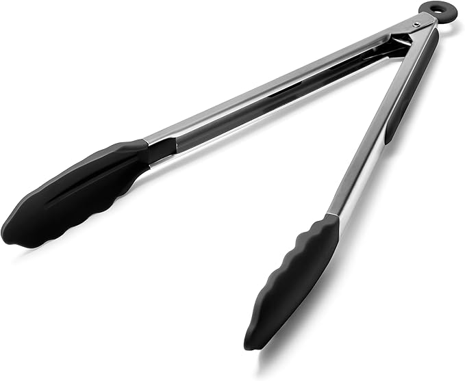 Doosu Kitchen Tongs with Silicone Tips for Cooking Serving (16in, Aqua Sky)