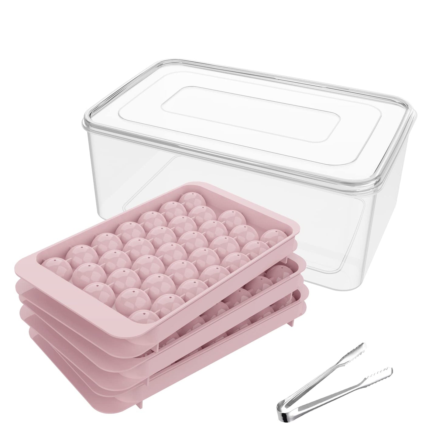 WIBIMEN Ice Cube Tray with Lid and Bin, 0.8" Round Ice Trays for Freezer