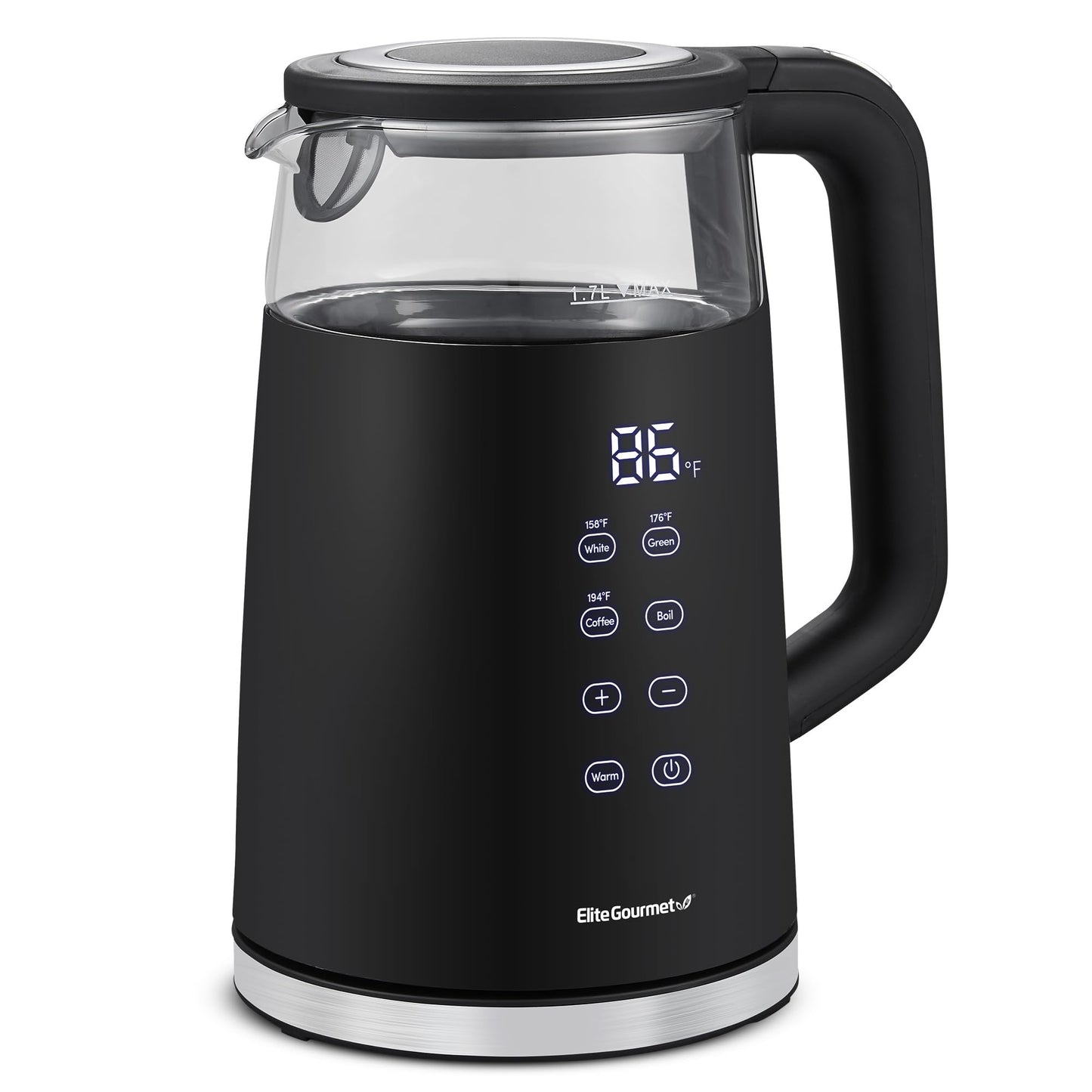 Elite Gourmet Dual-Voltage Travel Kettle, 0.6L Stainless Steel, Black