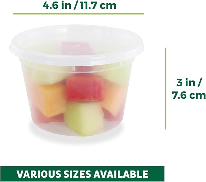 Freshware Food Storage Containers [36 Set] 16 oz Plastic Deli Containers with Lids,Slime,Soup,Meal Prep-Containers | BPA Free | Stackable-| Leakproof-| Microwave/Dishwasher/Freezer Safe,(Pack of 10)