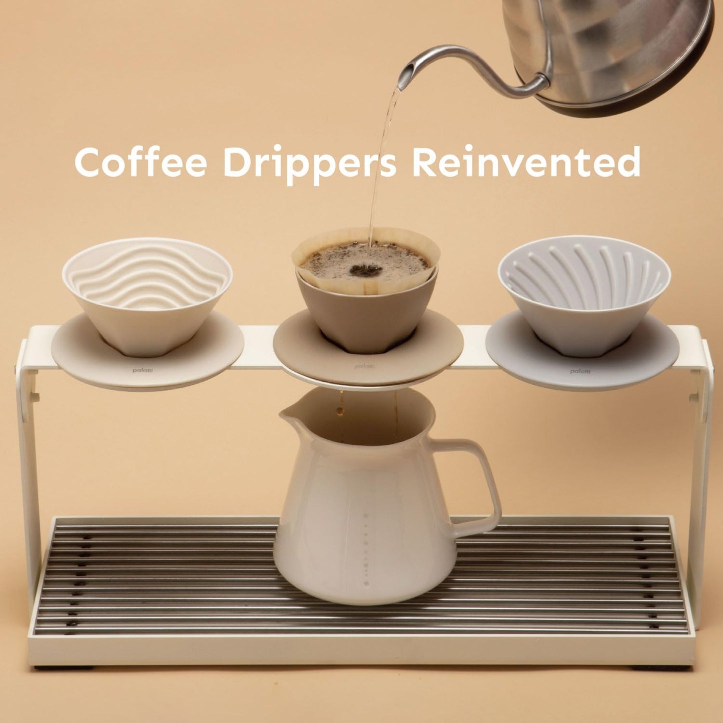 palatti Mist Porcelain Pour Over Coffee Dripper, Ceramic Pour Over Coffee Maker, Adapt to Conical 60 Degree Styles Cone Filters, Faster Flow Rate, Interchangeable Wall and Base, 1-4 cups
