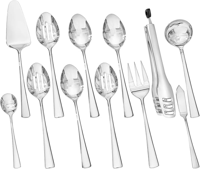KINGSTONE 16 Piece 18/10 Serving Utensils Set, Stainless Steel Serving Set