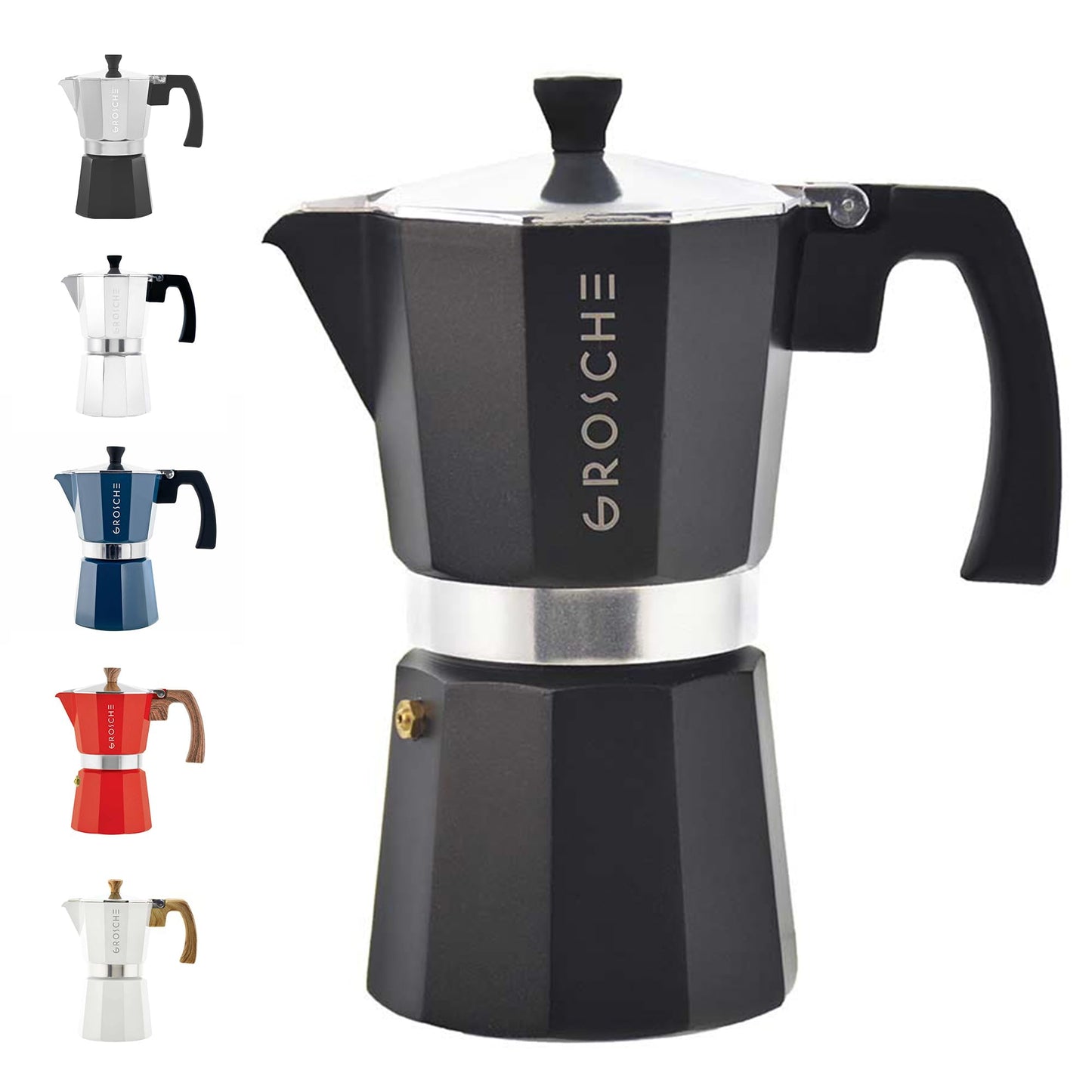 GROSCHE Milano Stovetop Espresso Maker Moka Pot 6 espresso Cup, 9.3 oz Blue