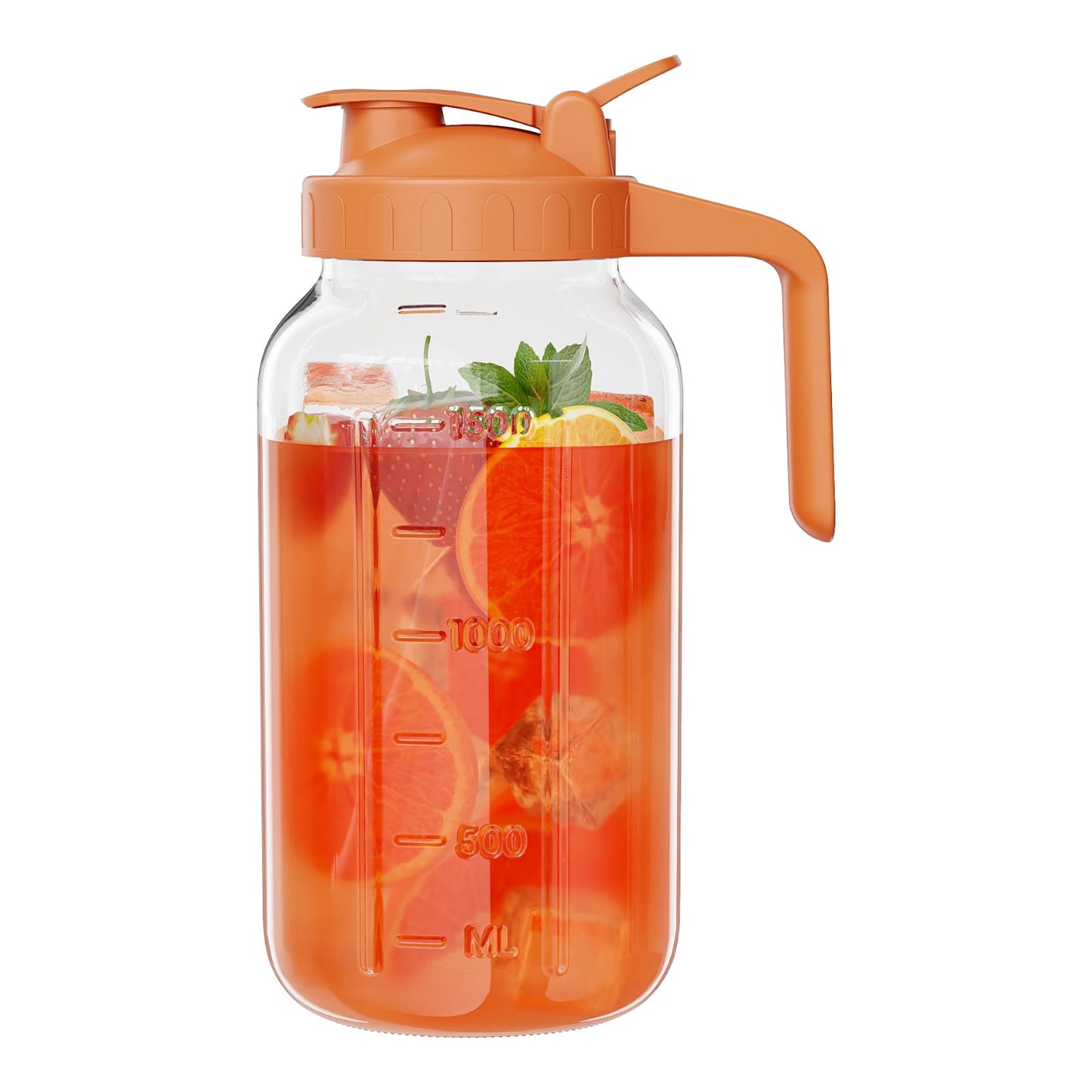 JunVpic Glass Pitcher with lid, 64 oz Wide Mouth Mason Jar