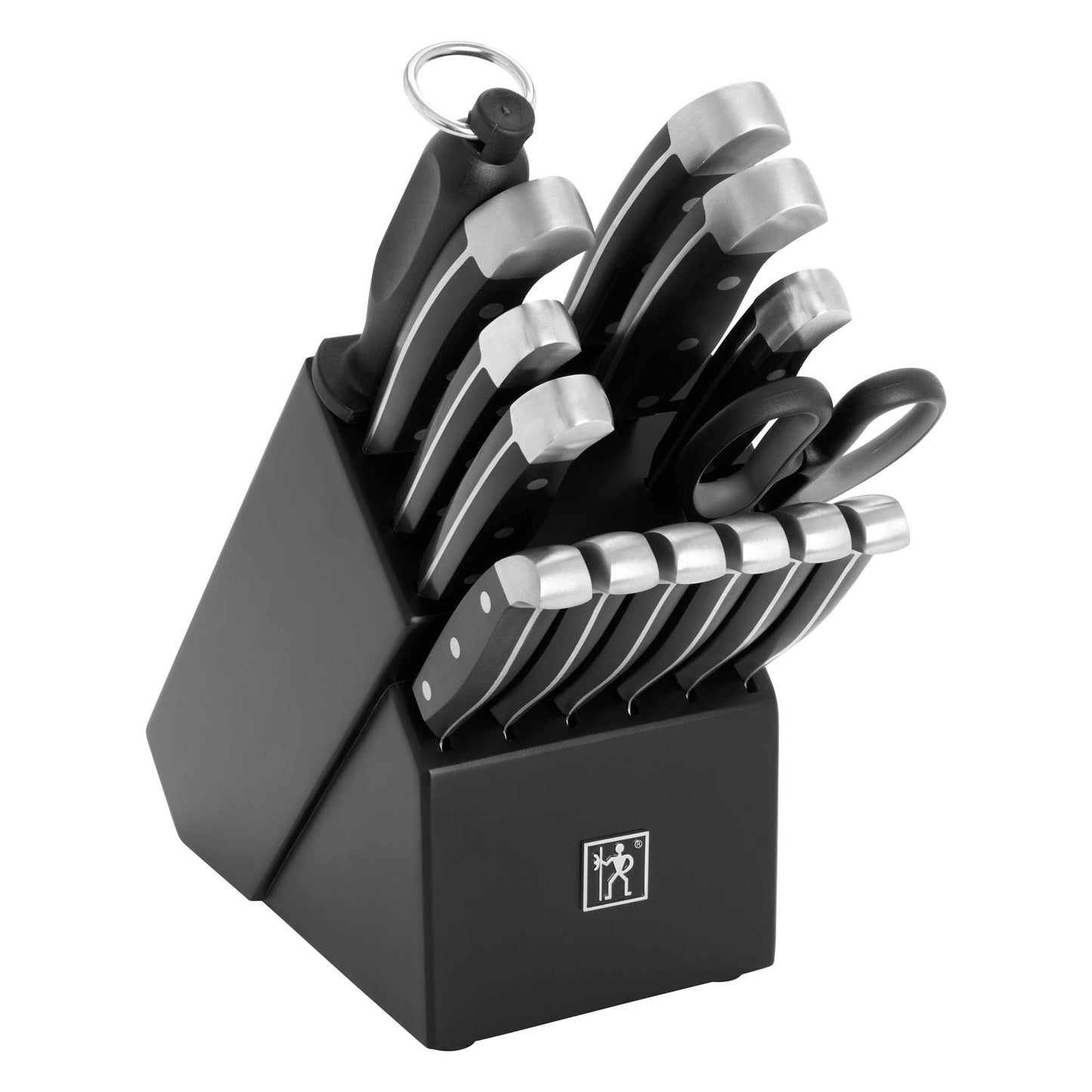 HENCKELS Premium Quality 12-Piece Knife Set with Block and Knife Sharpener, Razor-Sharp, German Engineered Knife Informed by over 100 Years of Masterful Knife Making, Dark Brown