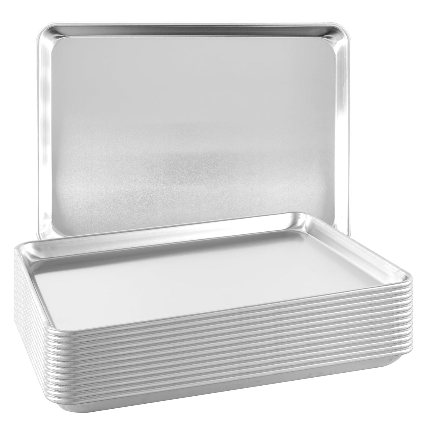 TENUP 6 Pack Aluminum Quarter Sheet Pan, 13" x 9" Heavy Duty Commercial Baking Tray Reinforced Rim, Warp-Resistant Rust-Free