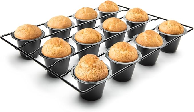 Fox Run Popover, Yorkshire Pudding and Cupcake Pan, 6 Cup, Stainless Steel