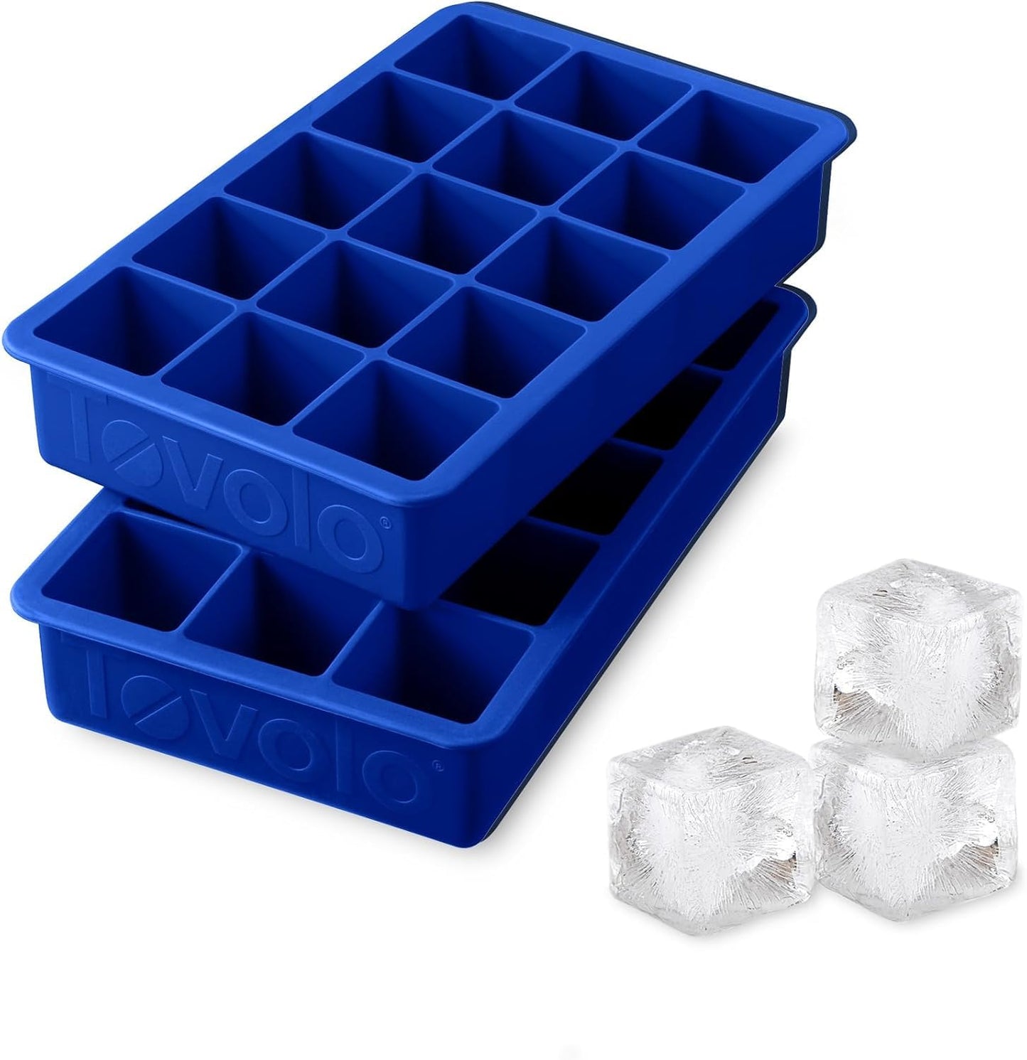 Tovolo Silicone Ice Cube Tray Charcoal Gray Pack of 2 BPA Free Ice Tray Mold for Coffee Drinks Cocktails, Dishwasher Safe Easy Release Perfect 1 Inch Cube Ice Tray for Whiskey Bourbon Spirits