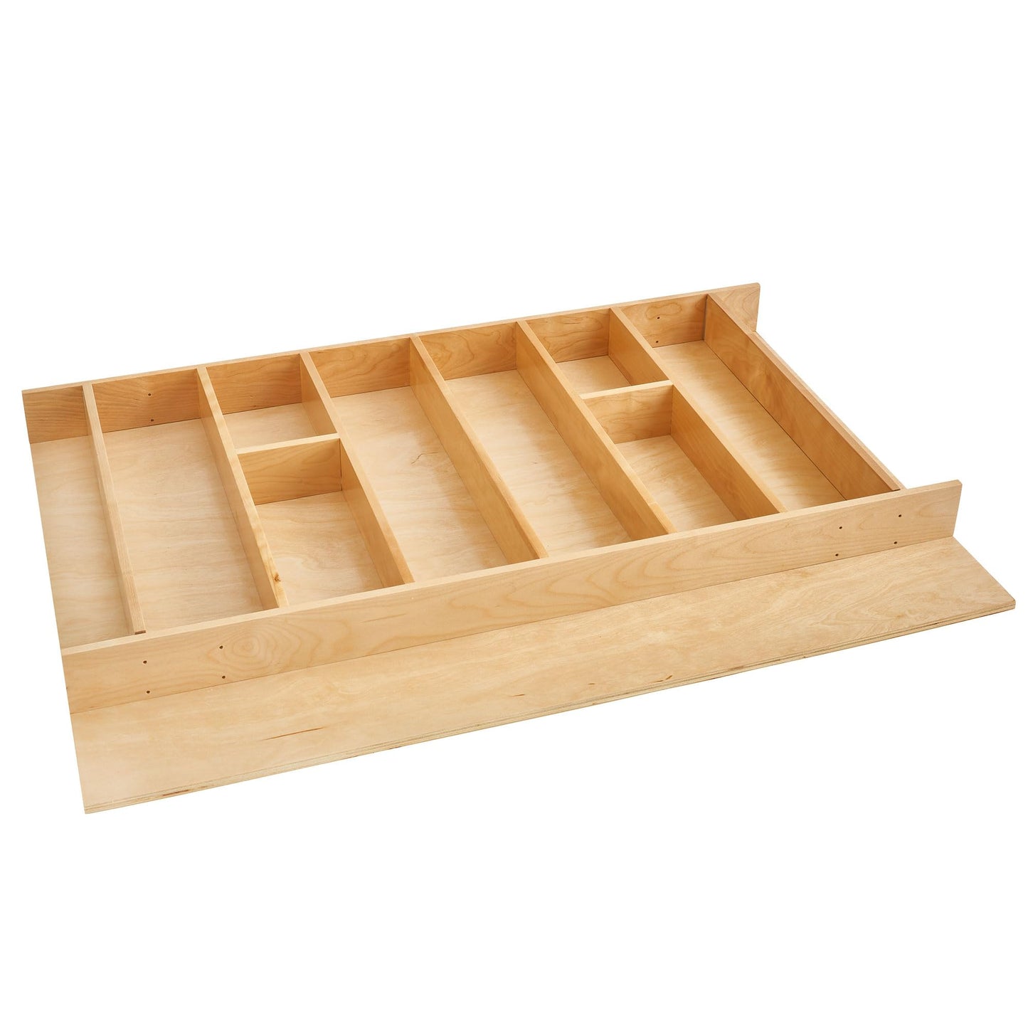 Rev-A-Shelf Custom Trim-to-Fit Silverware Drawer Organizer For Kitchen Utensils, Cutlery Cabinet Storage Divider Insert, 18.5" x 22", Maple Wood, 4WUT-1
