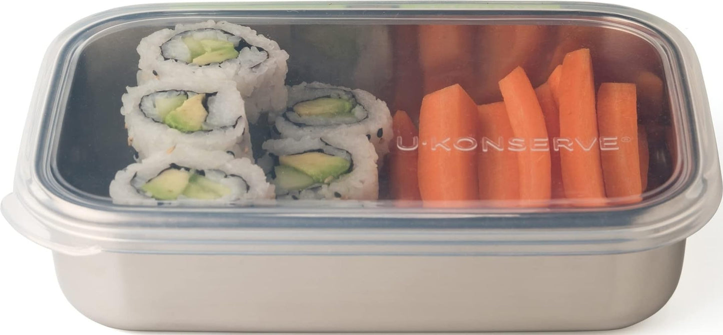 U-Konserve 45oz Stainless Steel Food Container Bento Box Clear Silicone Lid