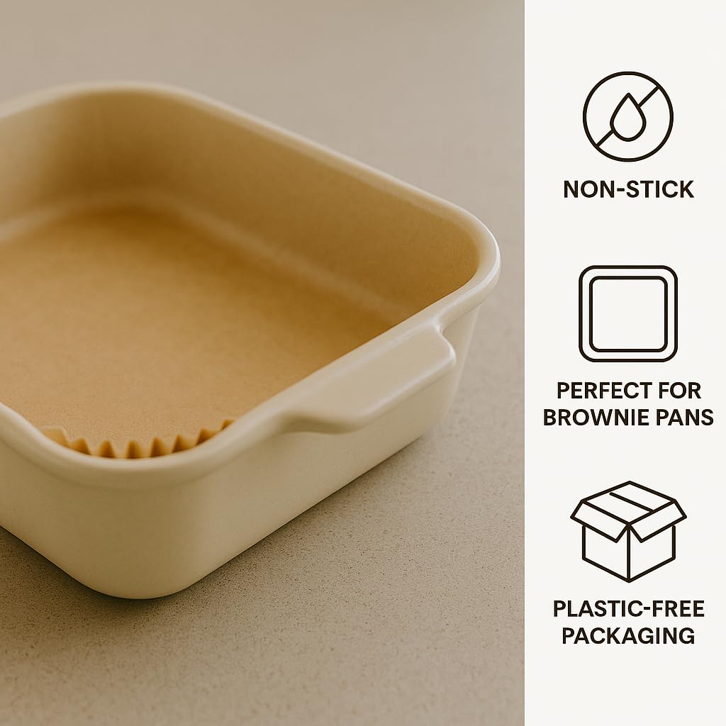 BakeBarn Parchment Paper for Pie Weights and Pans, Plastic Free Packaging, Pre Formed fit 8,9,10 Inch Dish, Natural Unbleached Food Grade Non-Stick Liners, High Heat Safe, Designed in USA, 50 Sheets
