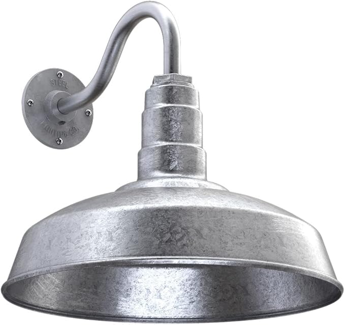 11" Straight Arm Barn Light Outdoor | Farmhouse | Modern Gray/Brass